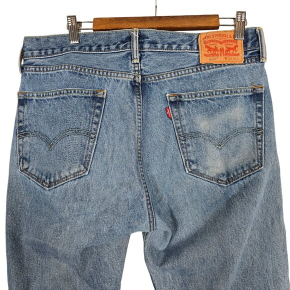 Levis 505 Mens W34 L30 Blue‎ Denim Straight Fit Jeans Casual Wear - Picture 4 of 8